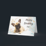 Cartão  Aniversário Filho Cachorro Francês Cachorro Cacho<br><div class="desc">Animal de estimação de cachorro-do-jardim-branco</div>