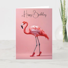 Cartão Aniversário Flamingo Com Calçados Vermelhos