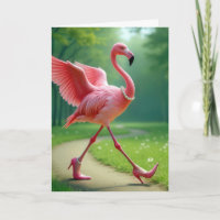 Aniversário Flamingo Vestindo saltos e pérolas