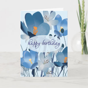 Cartão Aniversário Floral Azul Personalizado
