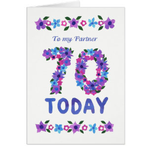 Cartão Aniversário floral bonito do 70, para o sócio