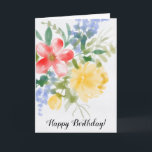 Cartão Aniversário Floral de Aquarela<br><div class="desc">Cartão de Aniversário Floral de Watercolor.</div>