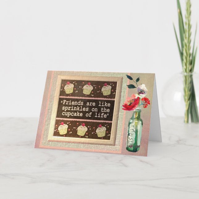 Cartão Aniversário Floral de Mensagem de Amigo Especial (Frente)