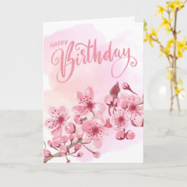 Cartão Aniversário Floral do Sweet Blush Pink Sakura