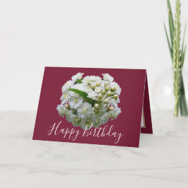 Cartão Aniversário Floral Floral Buquê Branco Spirea