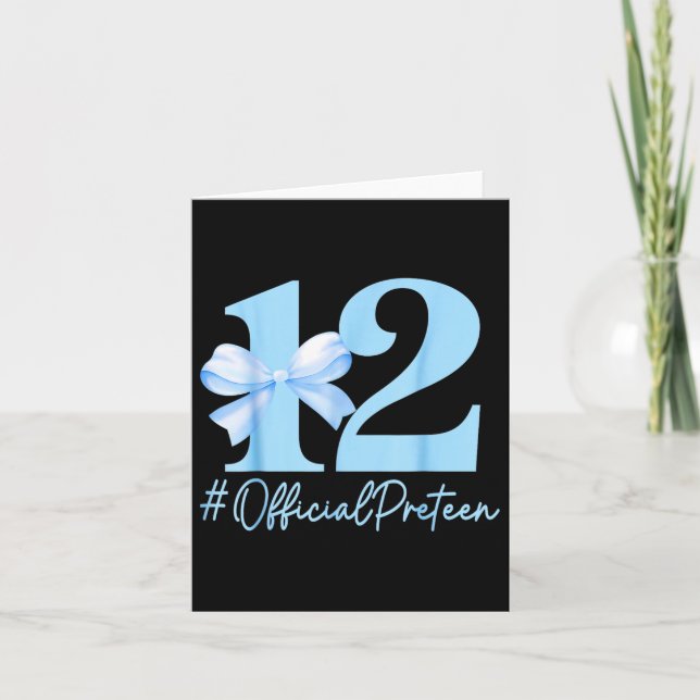 Cartão Aniversário Garota Azul Coquete Arco 12 Anos (Frente)