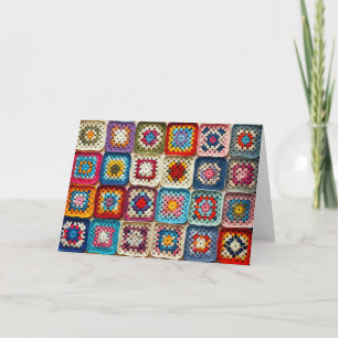 Cartão Aniversário, Granny Square Crocheted Quilt