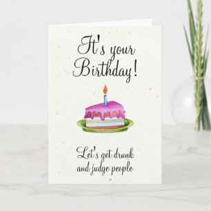 Cartão Aniversário Humor Bebendo Divertido