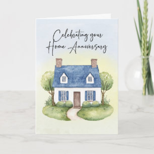 Cartão Aniversário inicial da Realtor Watercolor House