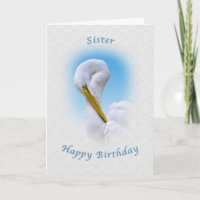 Aniversário, Irmã, Excelente Egret Bird