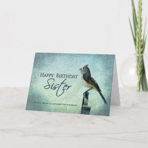 CARTÃO ANIVERSÁRIO - IRMÃ - TITMOUSE SONGBIRD