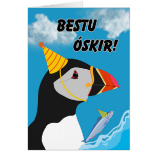 Cartão Aniversário Islandês Melhor Oskir Puffin