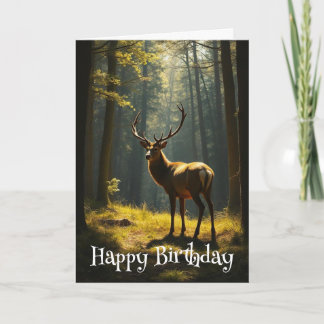 Cartão Aniversário Linda Stag Deer Sunny Forest