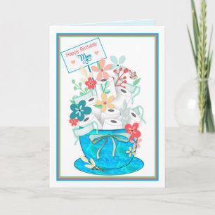 Cartão Aniversário, Mãe, Covid-19,Papel e Flor Toliet