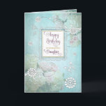 Cartão Aniversário, MINHA filha, floral azul do país<br><div class="desc">Bonito e elegante é este cumprimento macio e sonhador do aniversário com uma sugestão do país com suas flores misturadas no design junto com borboletas gráficas.
A imagem foi projetada digital para um efeito mais realístico.</div>