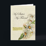 Cartão Aniversário Minha Irmã Meu Amigo Vintage Flowers<br><div class="desc">O doce vintage inspirou um cartão de aniversário com um desenho vintage de margaridas com um fundo de dicionário destacando a definição de "Irmã". Mude o verso dentro para uma carta de sempre e pensando em você.</div>