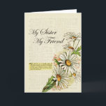 Cartão Aniversário Minha Irmã Meu Amigo Vintage Flowers<br><div class="desc">O doce vintage inspirou um cartão de aniversário com um desenho vintage de margaridas com um fundo de dicionário destacando a definição de "Irmã". Mude o verso dentro para uma carta de sempre e pensando em você.</div>