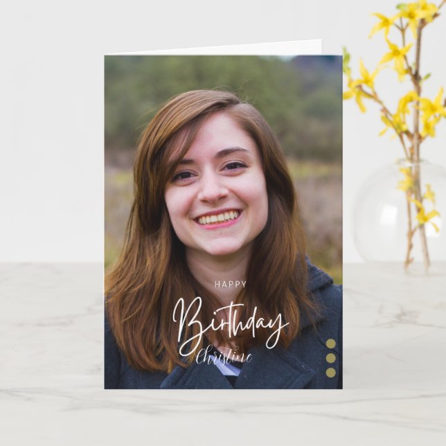 Cartão Aniversário minimalista personalizado moderno (Flor Amarela)