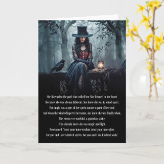 Cartão Aniversário Místico com Raven Gothic Wicca Pagan