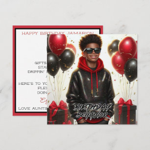 Cartão Aniversário Negro/Vermelho do na moda Afro-America