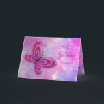 Cartão Aniversário, neta, borboleta chamativo cor-de-rosa<br><div class="desc">Imagem delicado e doce com a borboleta chamativo no rosa/roxo.  Veja mesmos/imagem similar para outros categorias e produtos.
A imagem foi projetada digital para um efeito mais realístico.</div>