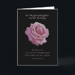 Cartão Aniversário, neta, rosa do rosa no preto<br><div class="desc">Este rosa inteiramente aberto bonito do rosa em um fundo preto faz um cartão de aniversário agradável para uma neta. Um provérbio sueco velho e sentimental termina a imagem do cobrir: Se eu tive um rosa para todas as vezes I pensado de você, eu estaria escolhendo rosas para uma vida....</div>