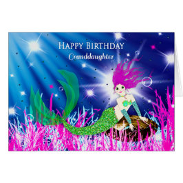 Cartão Aniversário, neta, Sereia no mar profundo