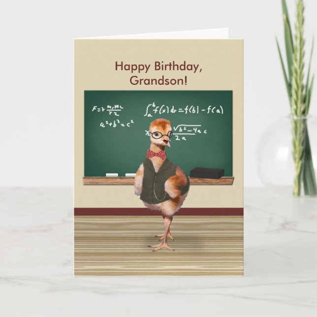 Cartão Aniversário, neto, pássaro bebê, personalizável (Frente)