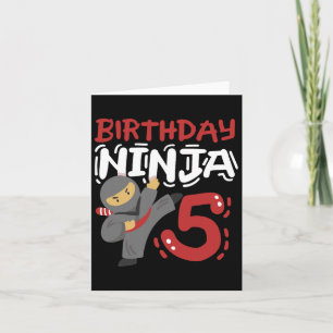 Cartão Aniversário Ninja 5 Anos Crianças Karate 5 Birthda