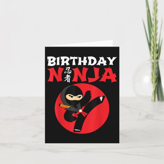 Cartão Aniversário Ninja - Crianças Festa de aniversário  (Frente)