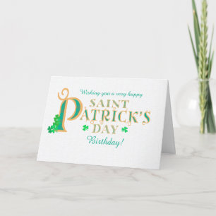 Cartão Aniversário no Dia de São Patrício com Shamrocks