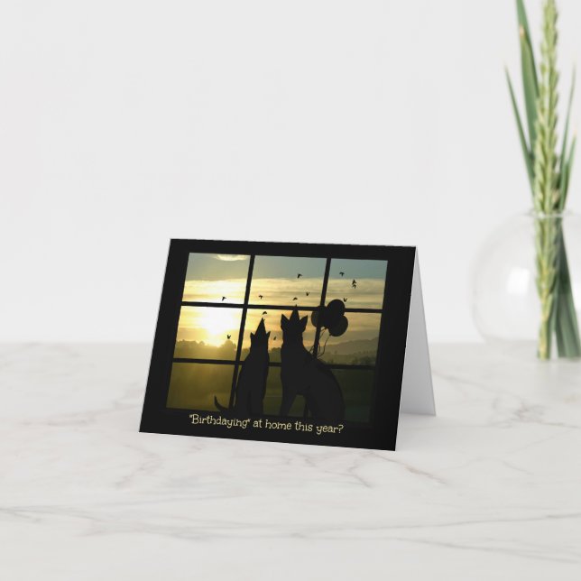 Cartão Aniversário no Home Corona Vírus Engraçado Suporte (Frente)