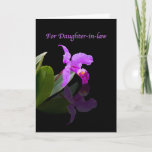 Cartão Aniversário, nora, orquídea refletida<br><div class="desc">Esta orquídea bonita faz um cartão esplêndido do aniversário.  Sinta livre mudar o verso interno para serir suas necessidades.</div>