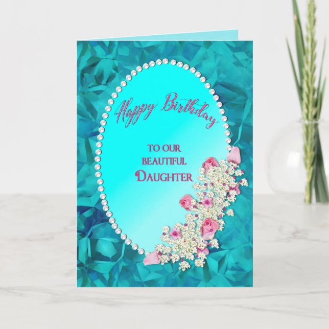 Cartão Aniversário - nossa filha - Oval frisado com (Frente)