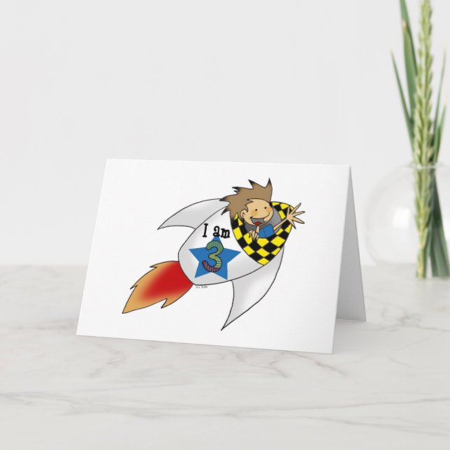 Cartão Aniversário num foguete (Frente)