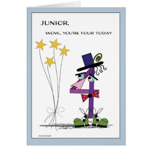 Cartão Aniversário Número Quatro com estrelas