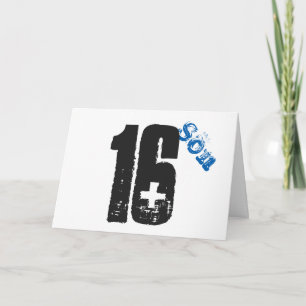 Cartão Aniversário, o branco, o azul & o preto do filho 