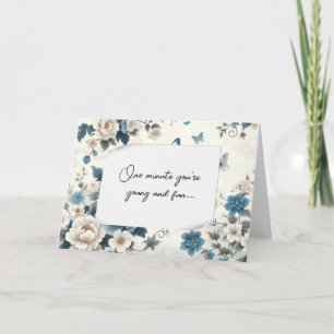 Cartão Aniversário Obtendo Velho Humor Chinoiserie Azul