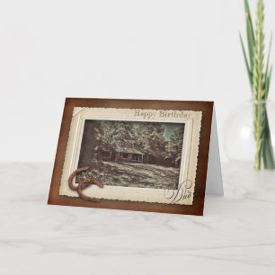 CARTÃO ANIVERSÁRIO - PAI - CENA DO LAGO VINTAGE