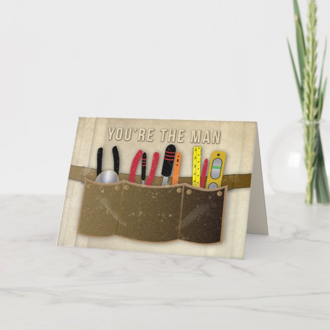 Cartão Aniversário, Pai, Cinto de ferramentas e ferrament (Frente)