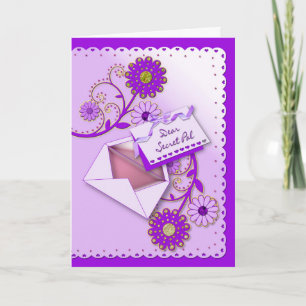 Cartão Aniversário - Pal Secreto - Roxo/Flores/Letra