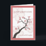 Cartão Aniversário para a filha, árvore chinesa da flor<br><div class="desc">O cartão de aniversário bonito para sua filha caracteriza a ilustração de uma árvore chinesa da flor com as pétalas cor-de-rosa da flor em um quadro de cores de coordenação.</div>