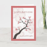 Cartão Aniversário para a filha, árvore chinesa da flor<br><div class="desc">O cartão de aniversário bonito para sua filha caracteriza a ilustração de uma árvore chinesa da flor com as pétalas cor-de-rosa da flor em um quadro de cores de coordenação.</div>