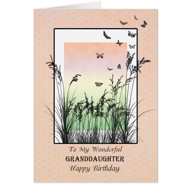Cartão Aniversário para a neta, com borboletas (Frente)