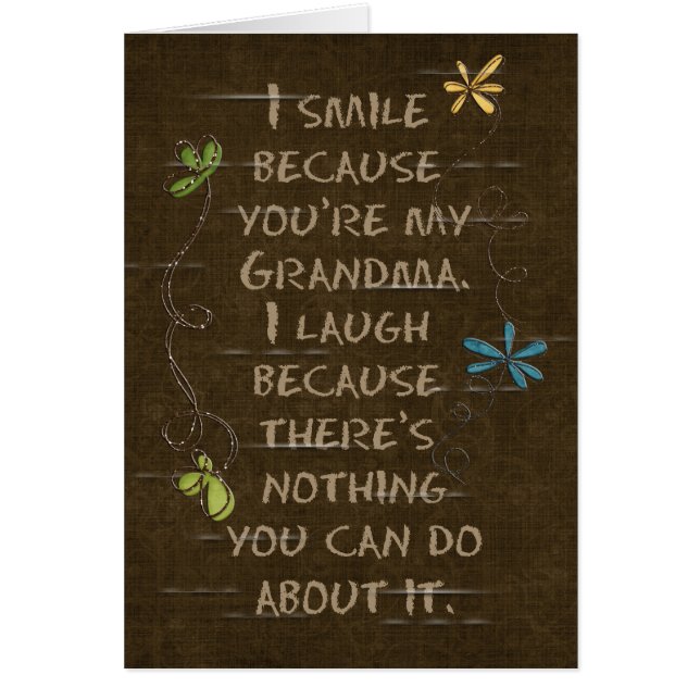 Cartão Aniversário para a vovó-floral brilho em castanho (Frente)