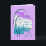 Cartão Aniversário para enteado, moderno e chic<br><div class="desc">Cartão de aniversário para um filho-passo. Um cartão moderno com retângulos de encravamento. Um adorável dentro de verso completa este cartão de aniversário para dizer ao seu filho "feliz aniversário".</div>