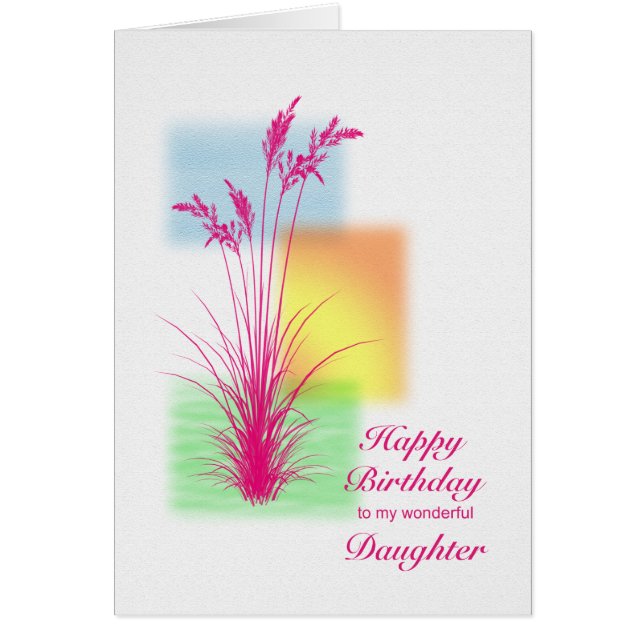 Cartão Aniversário para Filha, cena de gramíneas (Frente)