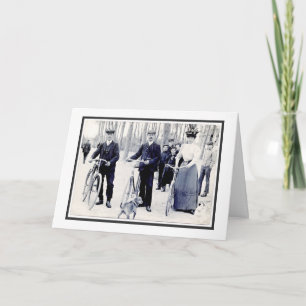 Cartão Aniversário para Foto Antiga de Diversão de Bicicl