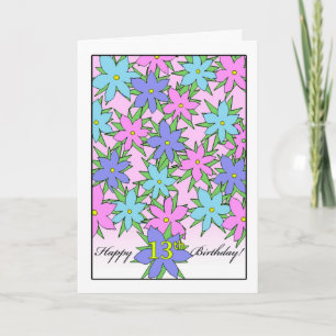 Cartão Aniversário para Garota de 13 anos, Pastel Flores