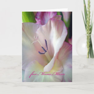 Cartão Aniversário para mamãe, Gladiolus Rosa, Foto Macro